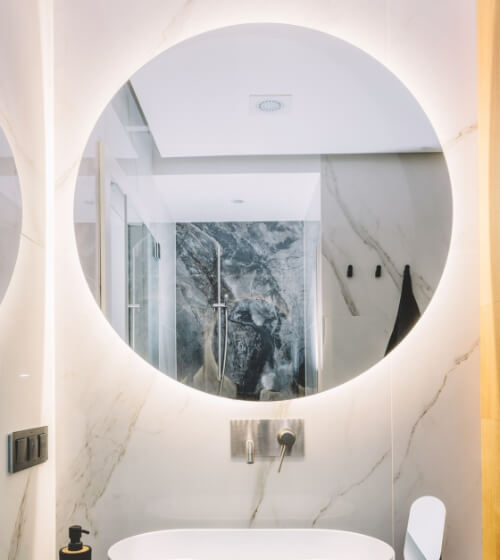 circular mirror with back lighting